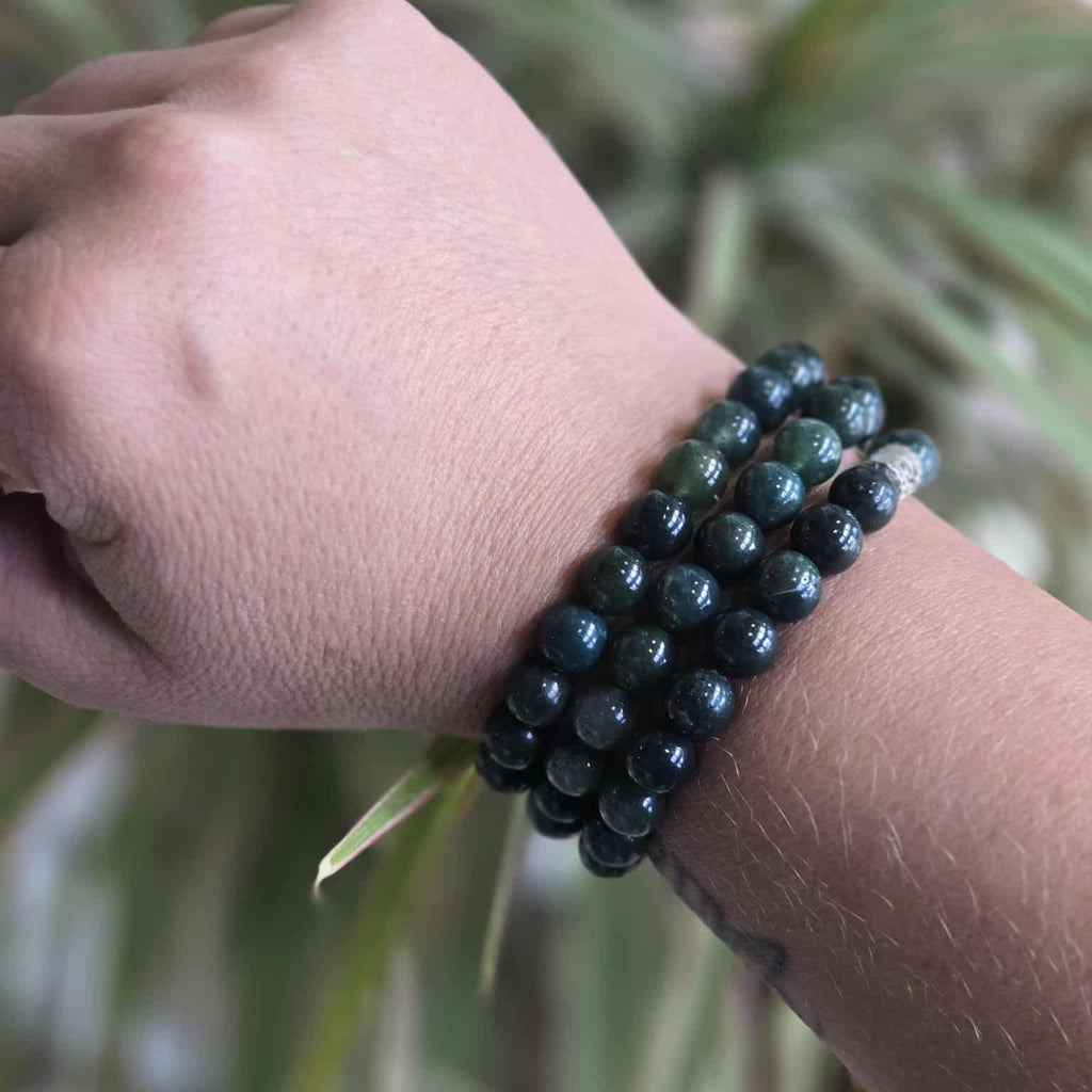 Moss Agate Gemstone Bead Bracelet