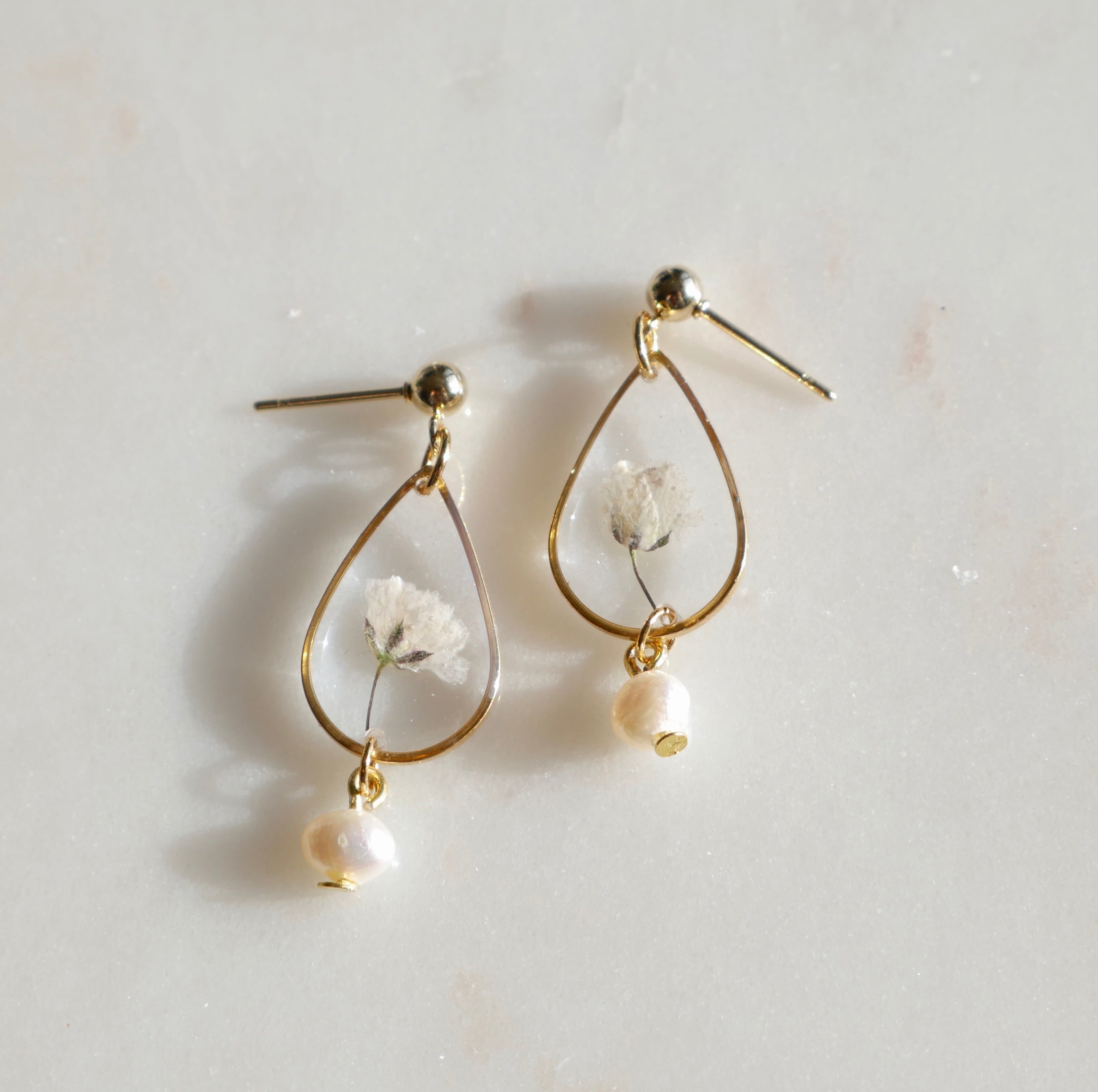 Boucles d’oreilles Perla - gypsophile - goutte (moyen)