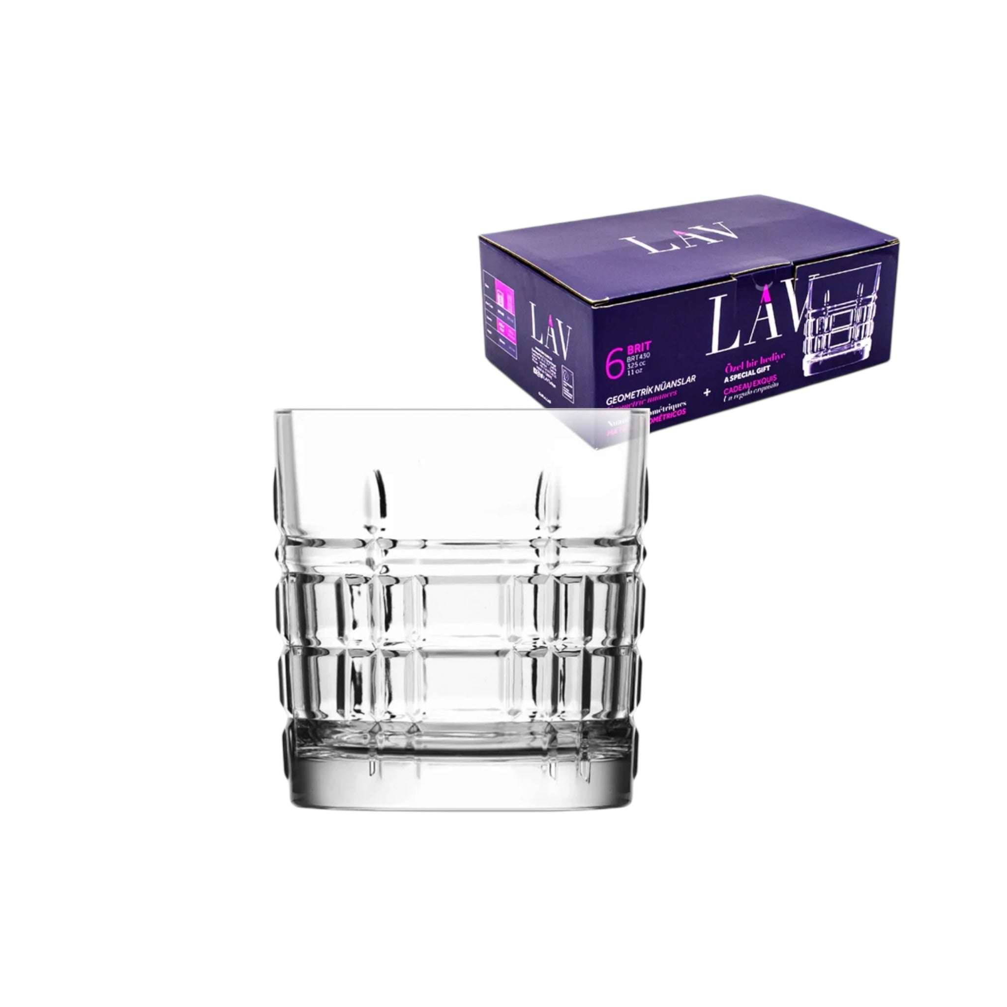 Old Fashioned Whisky Glasses 11 oz - LAV BRIT - Set of 6
