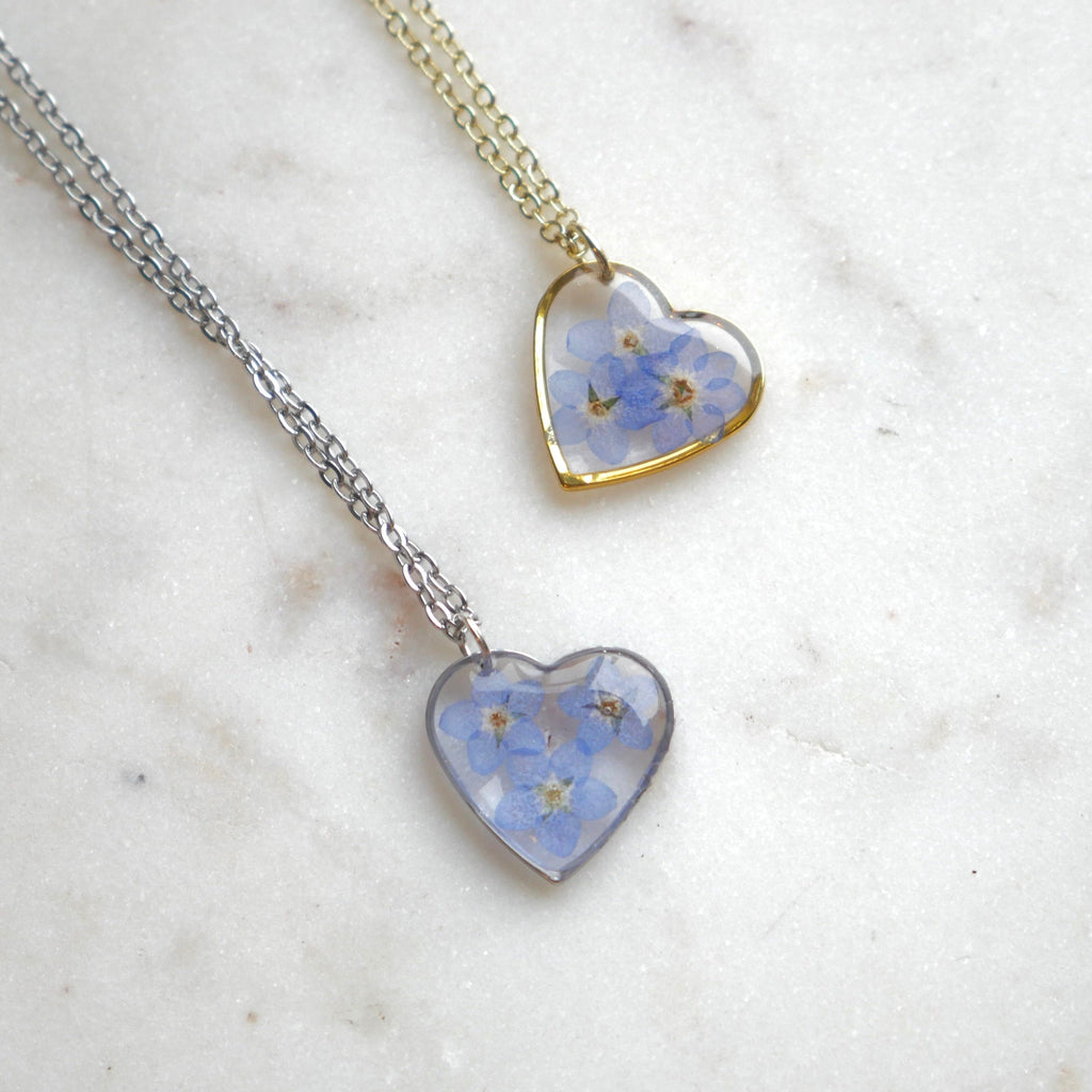 Collier Myosotis - grand coeur 20mm