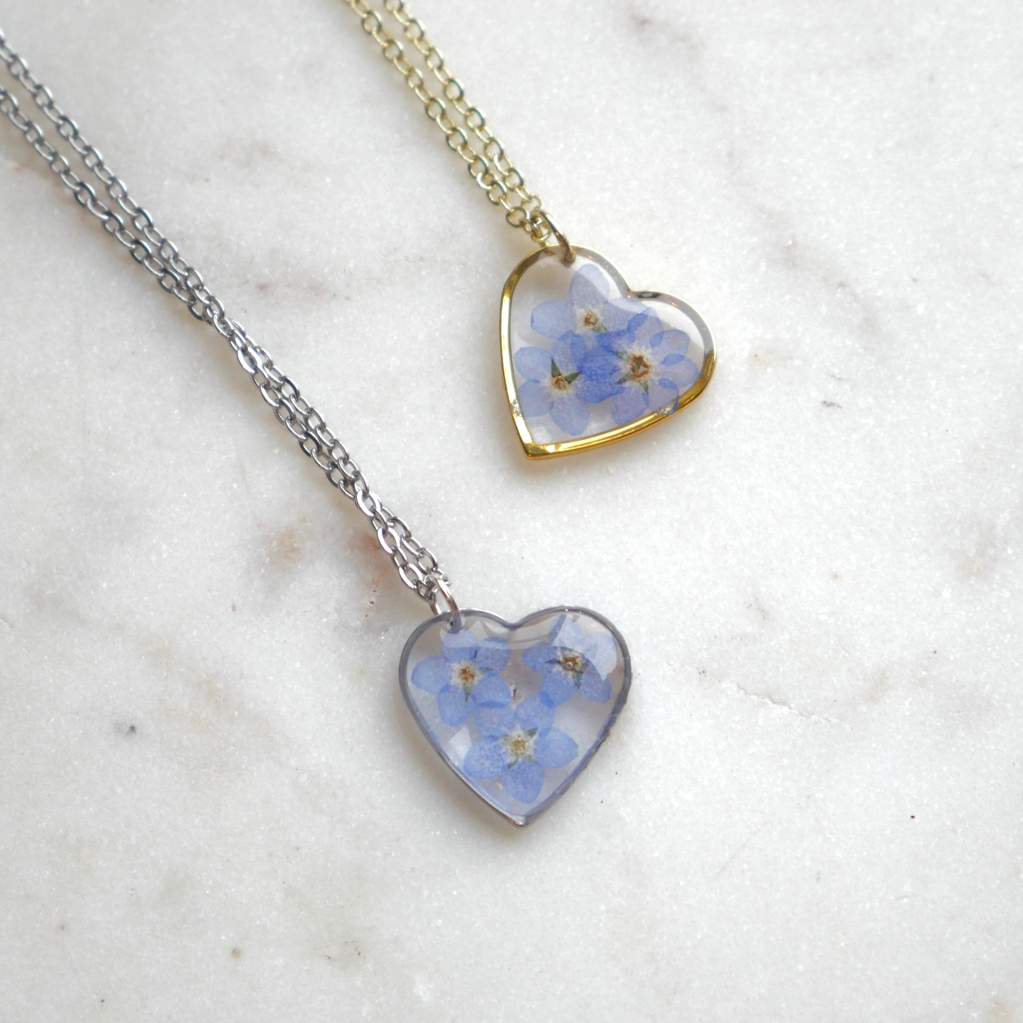 Collier Myosotis - grand coeur 20mm