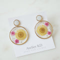 Boucles d'oreilles duo jaune et fuschia - goutte (XXL)