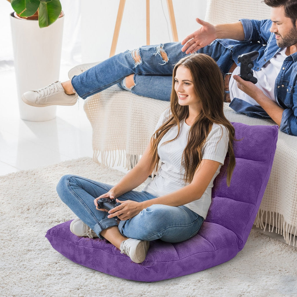 Adjustable 14-position Cushioned Floor Chair-Beige