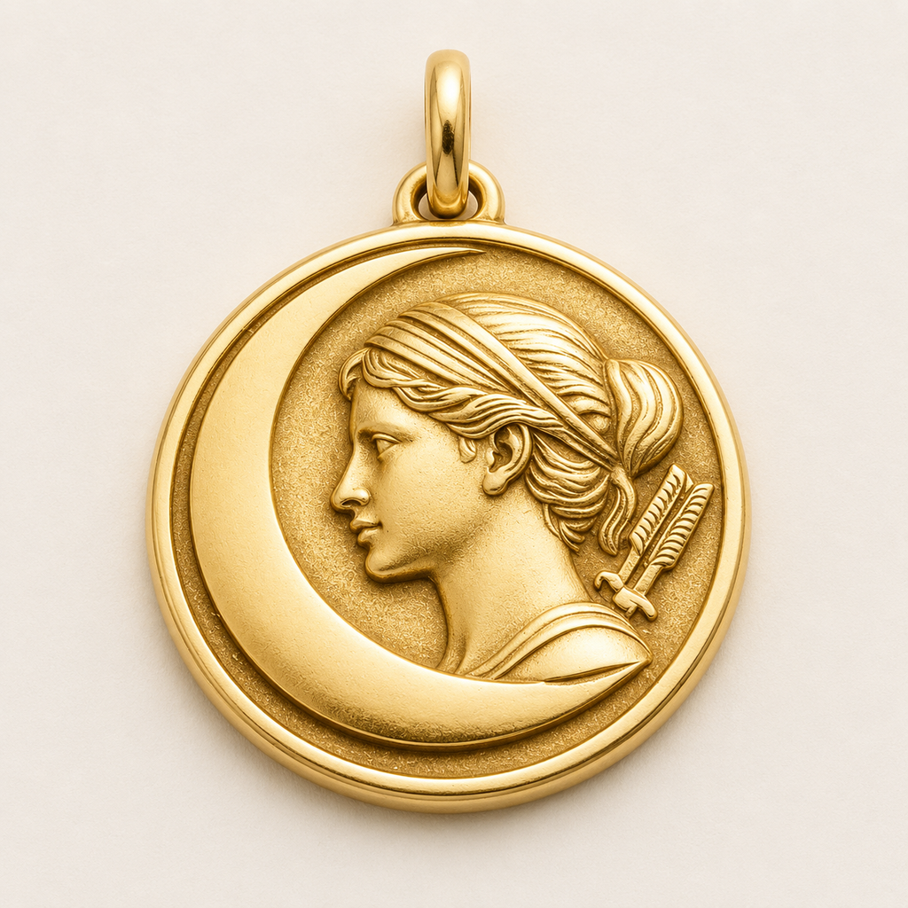 Artemis Pendant – Crescent Moon Goddess Medallion
