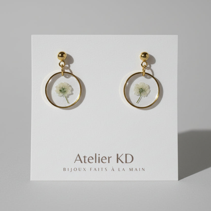 Boucles d'oreilles Gigi blanc - rond (grand 20mm)