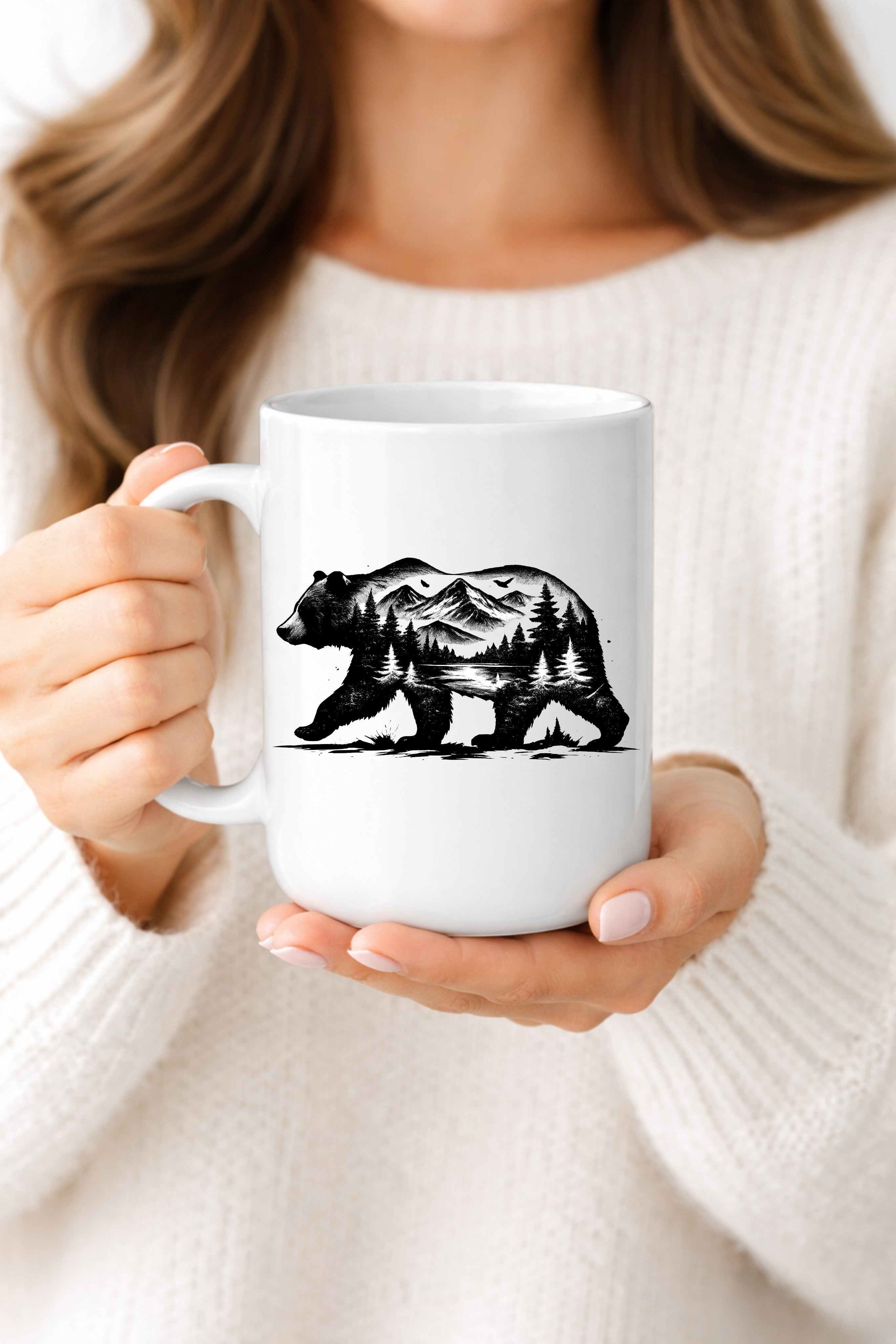 Bear Forest Mug — Rustic Mountain Wildlife Coffee Cup