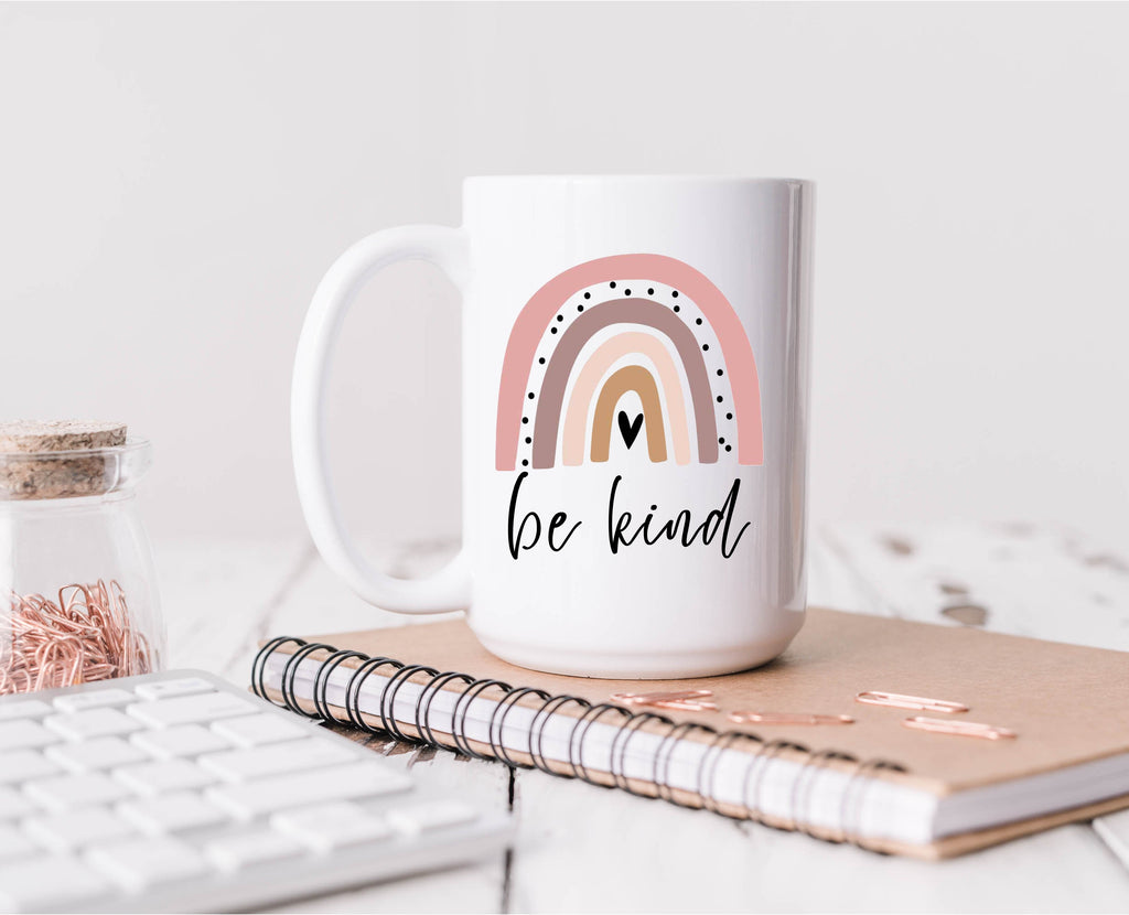 "Be Kind" 15oz Ceramic Coffee Mug — Inspirational & Motivational Mug