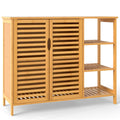 Bamboo Bathroom Cabinet 2-Door Storage Organizer with Shelves-Natural