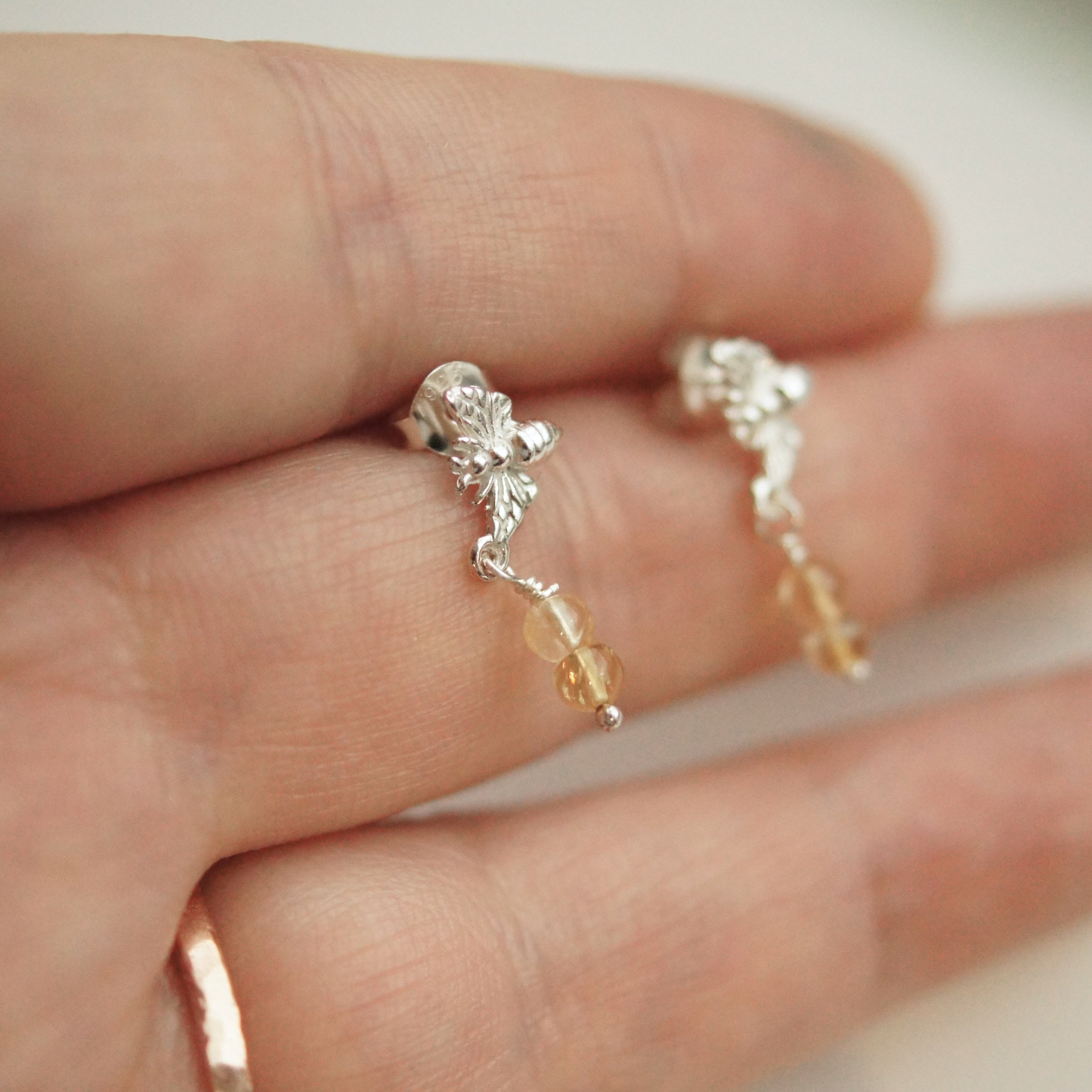 Bee and Citrine Studs