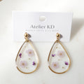 Boucles d'oreilles fleurs Violettes - goutte (XL 32mm)