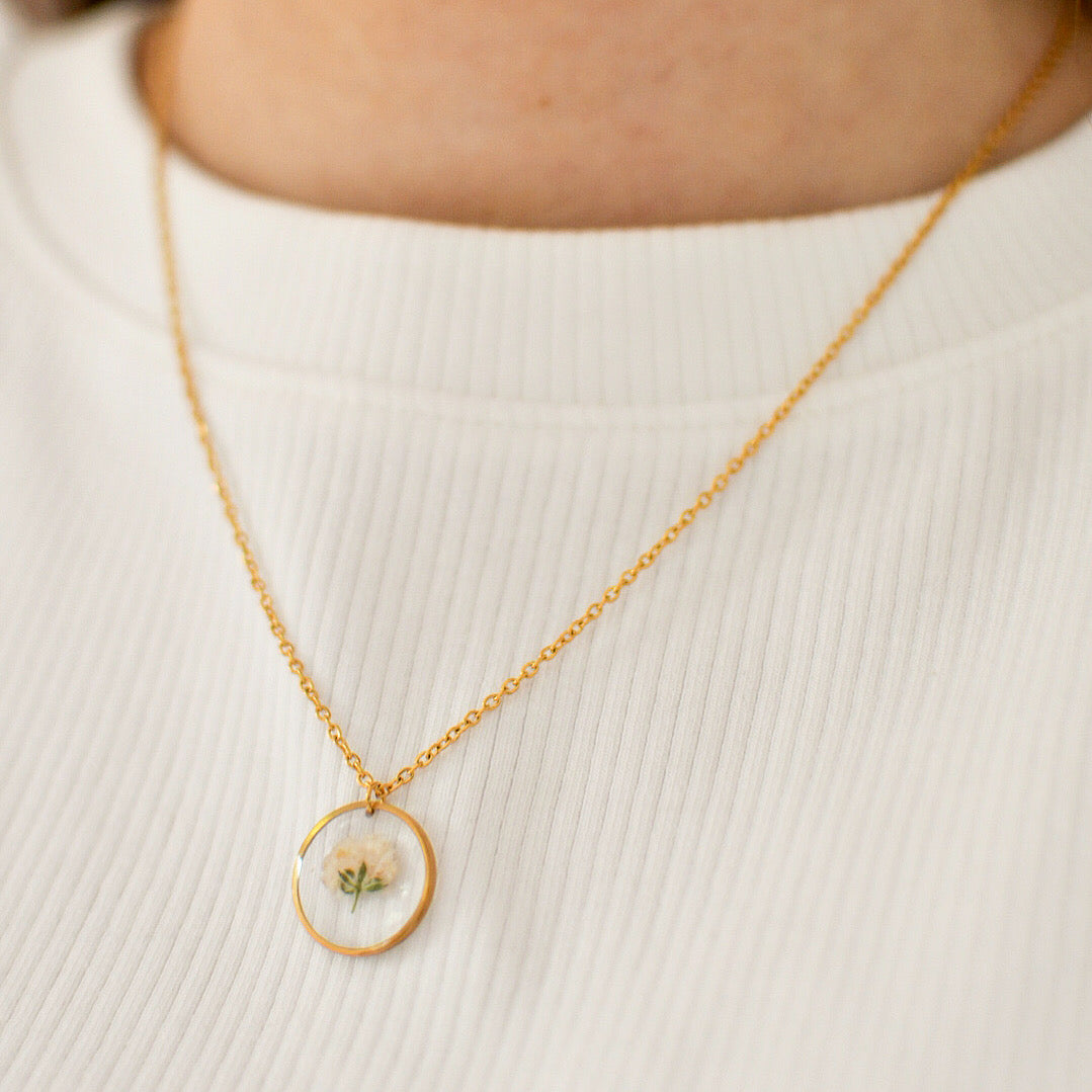 Collier Gigi - Gypsophile blanc - rond