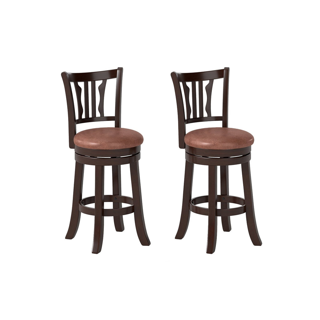 Counter Height Swivel Bar Stools Set of 2 with Back and Solid Rubber Frame-29