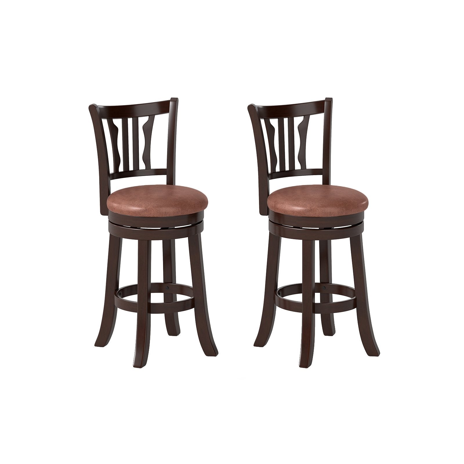 Counter Height Swivel Bar Stools Set of 2 with Back and Solid Rubber Frame-29
