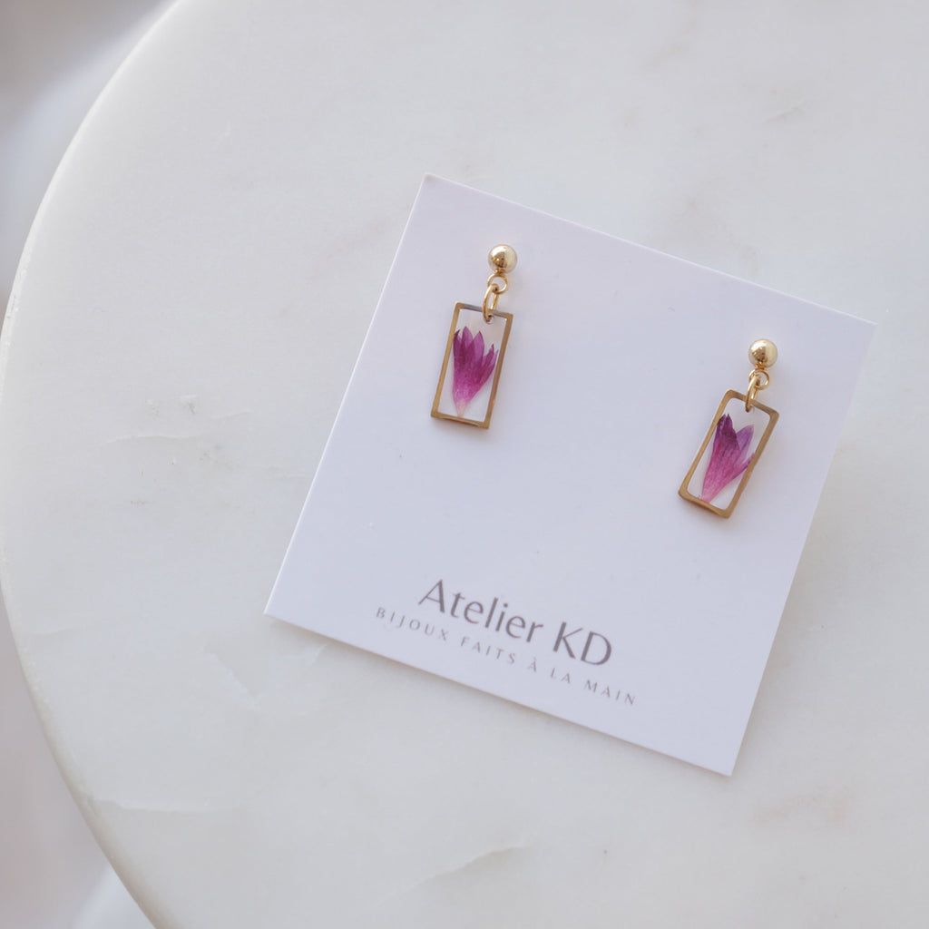 Boucles d'oreilles Lucy - fuschia  (petit 12mm)