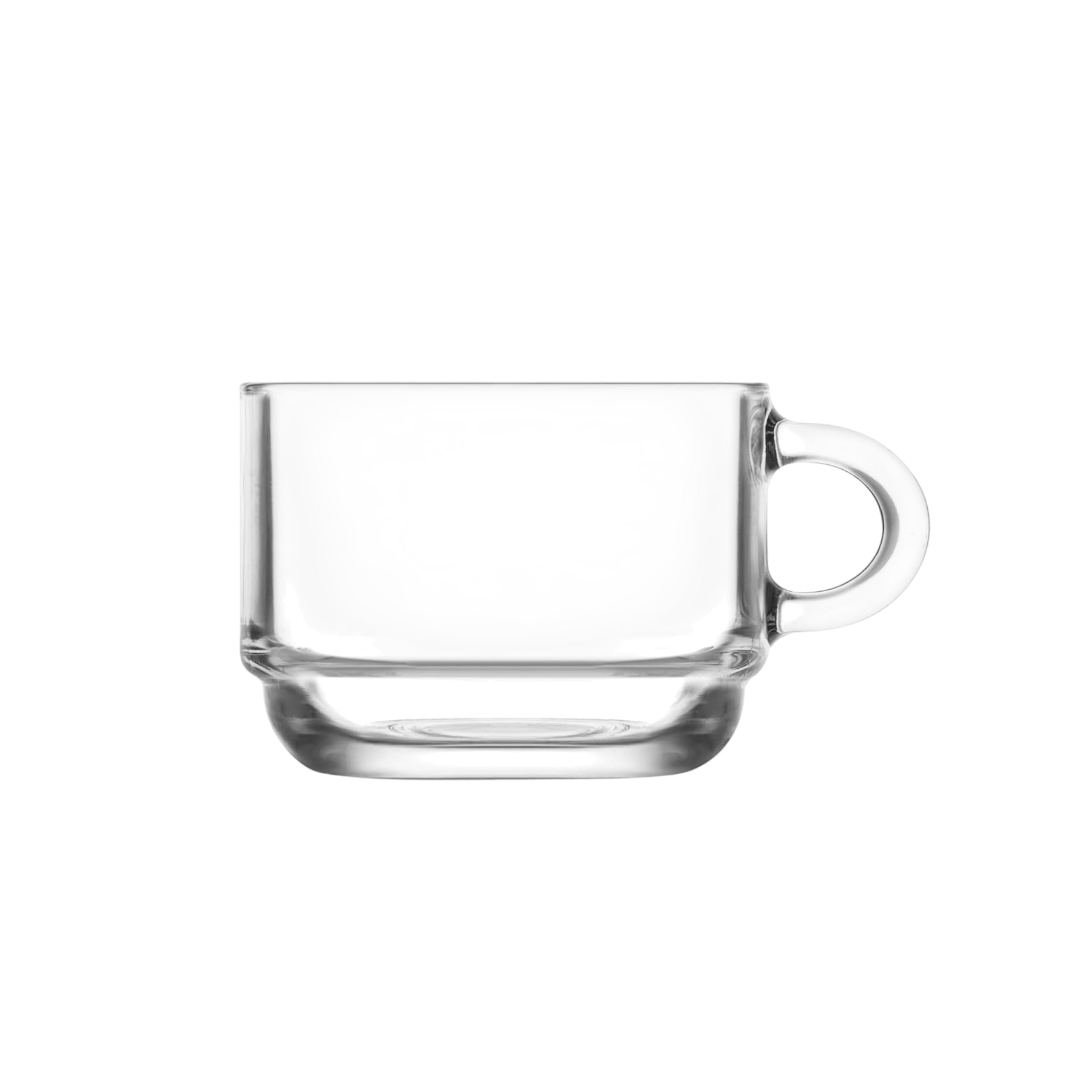 Stackable Glass Coffee Cup & Saucer 9 oz - LAV COZY - Set of 6+6