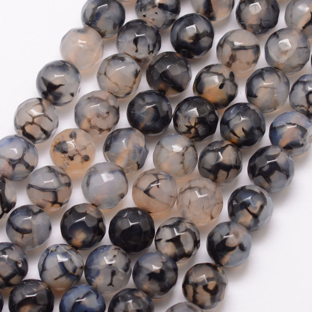 Dragon Vein Faceted Gemstone Bead