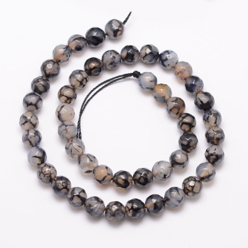 Dragon Vein Faceted Gemstone Bead