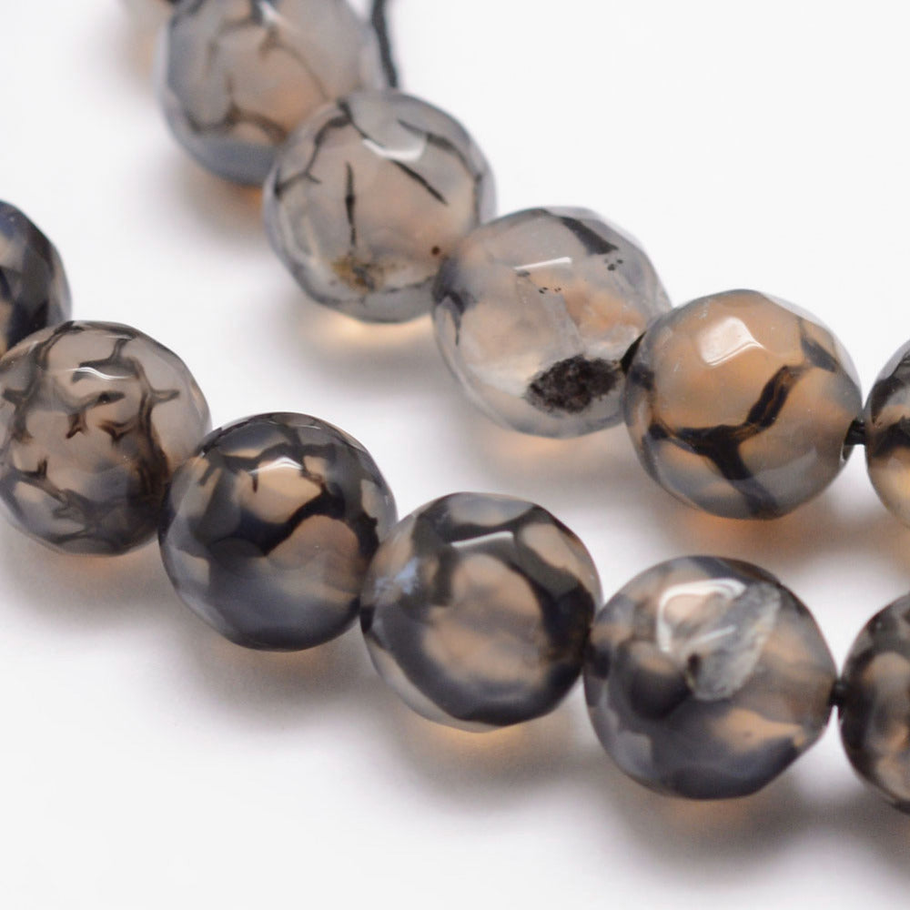 Dragon Vein Faceted Gemstone Bead