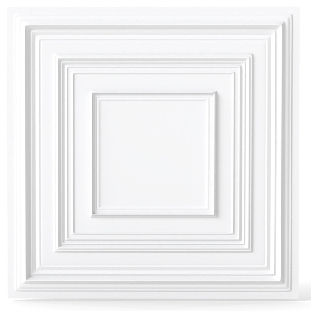 Drop Ceiling Tiles 24" x 24" PVC Ceiling Panels with 3D Decorative Patterns 12-Pack-White