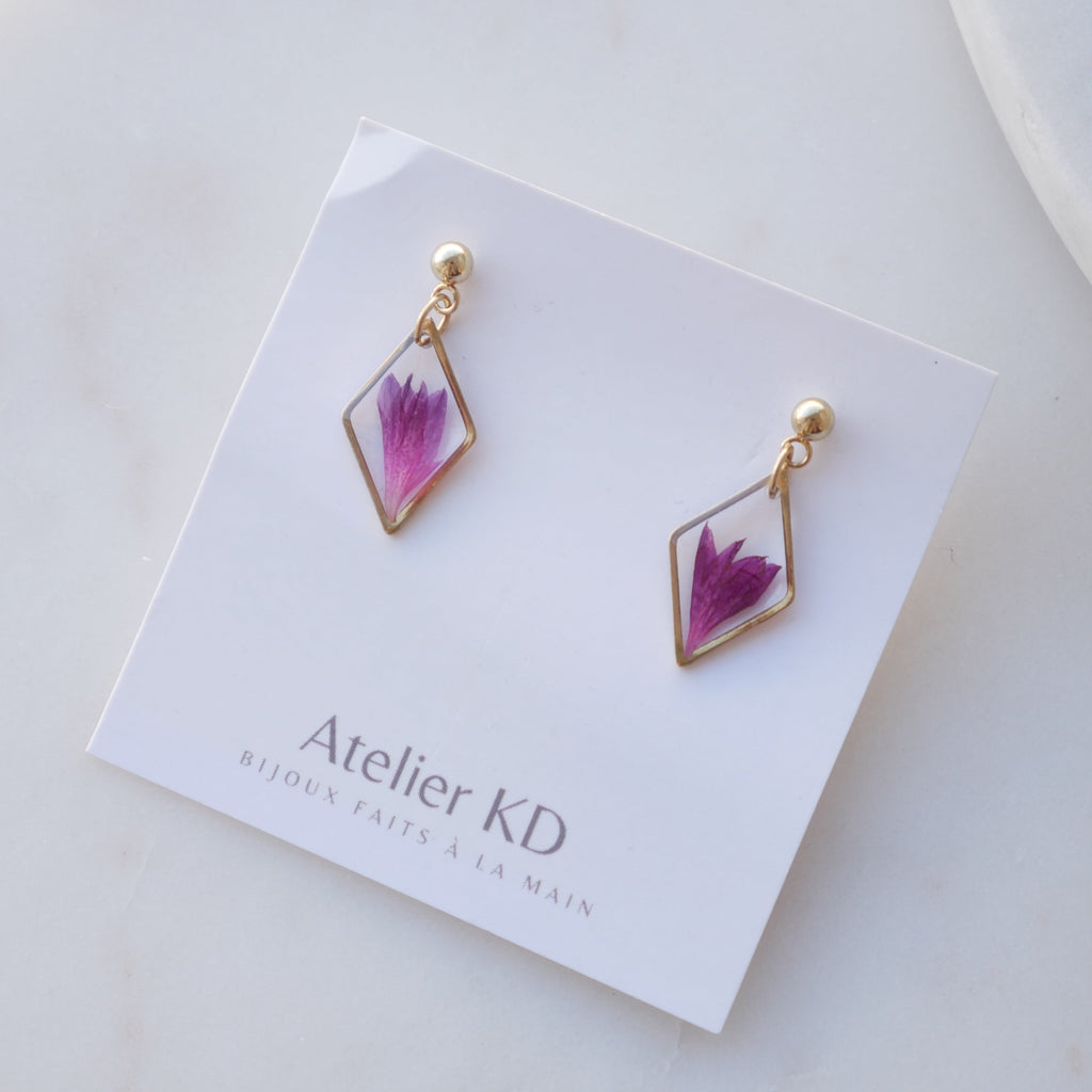 Boucles d'oreilles Lucy - fuschia  (petit 12mm)