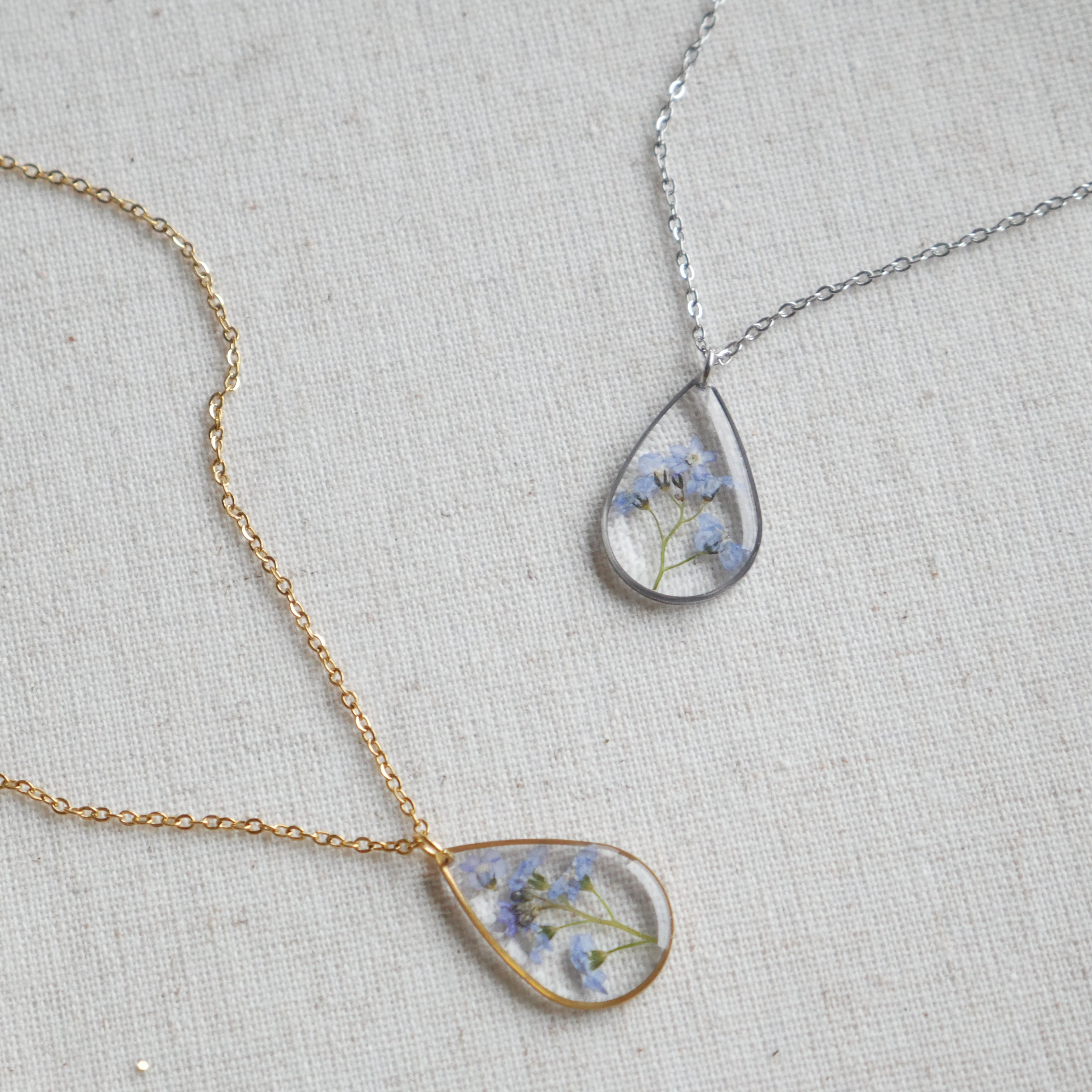 Collier Myosotis - goutte (grand)