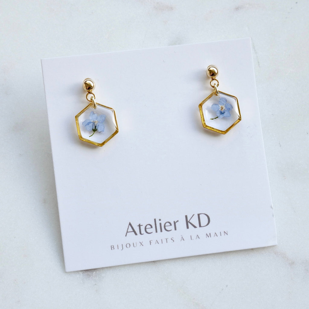 Boucles d’oreilles myosotis - hexa (mini 12mm)