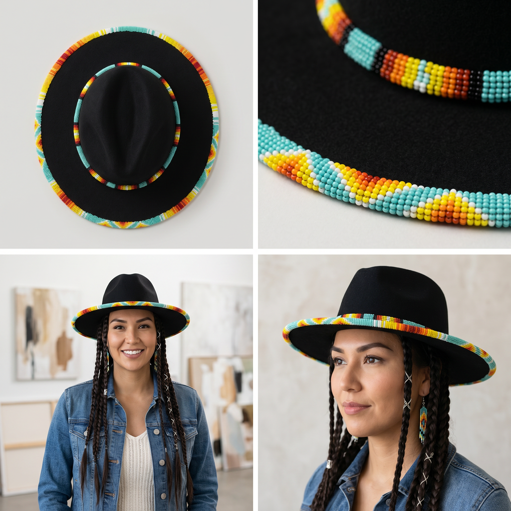 Size-62 Handmade Beaded Hat