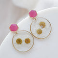 Boucles d'oreilles duo Margot blanche et franboise - rond (xxl)