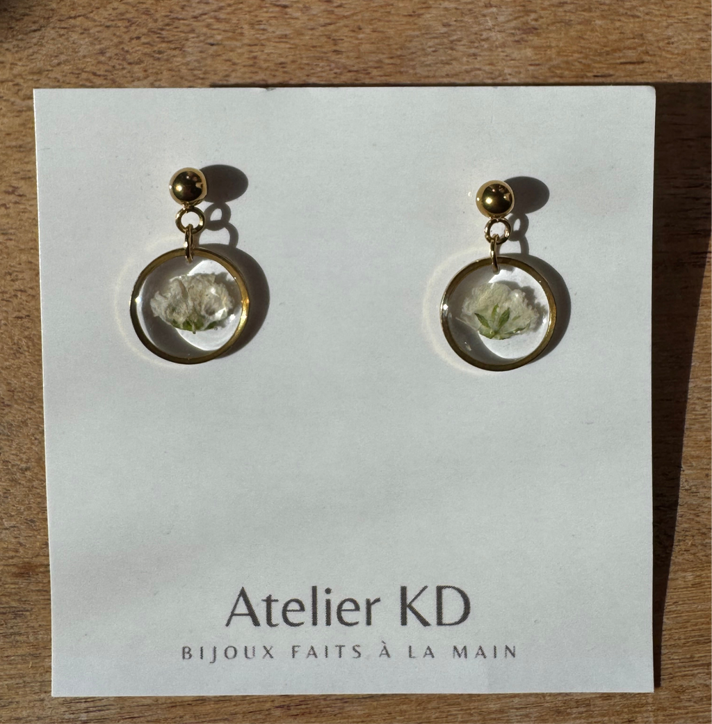 Boucles d'oreilles Gigi blanc - rond (petit 12mm)