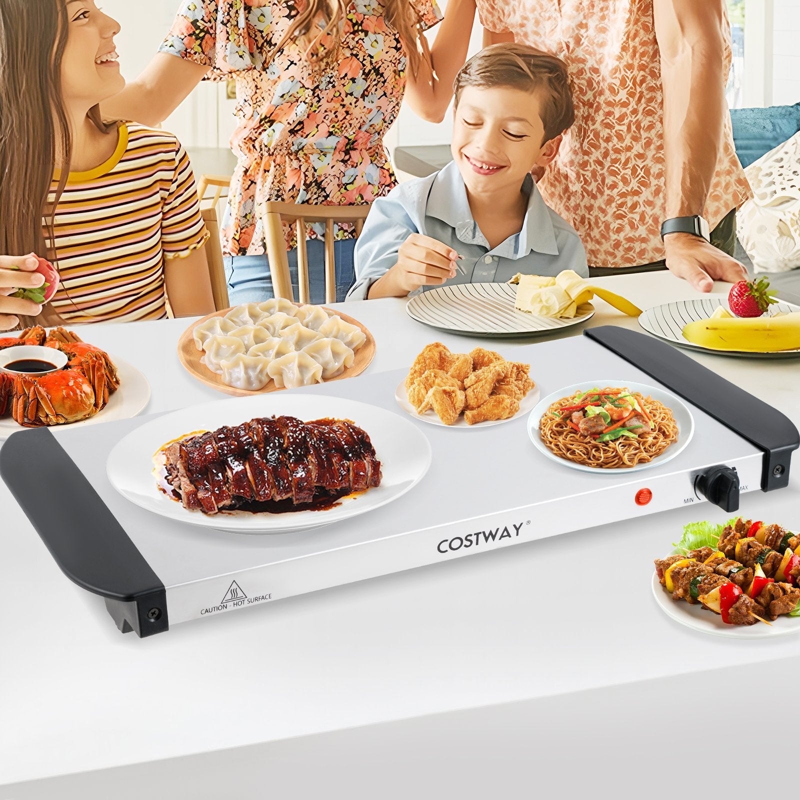 Electric Buffet Server Food Warmer with 3 Removable Trays