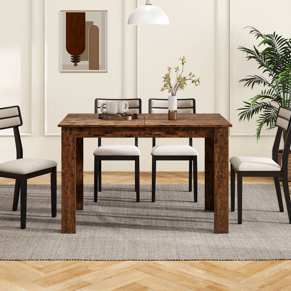 Extendable Dining Table for 4-8 People 47"-62" Large Rectangular Kitchen Table-Black