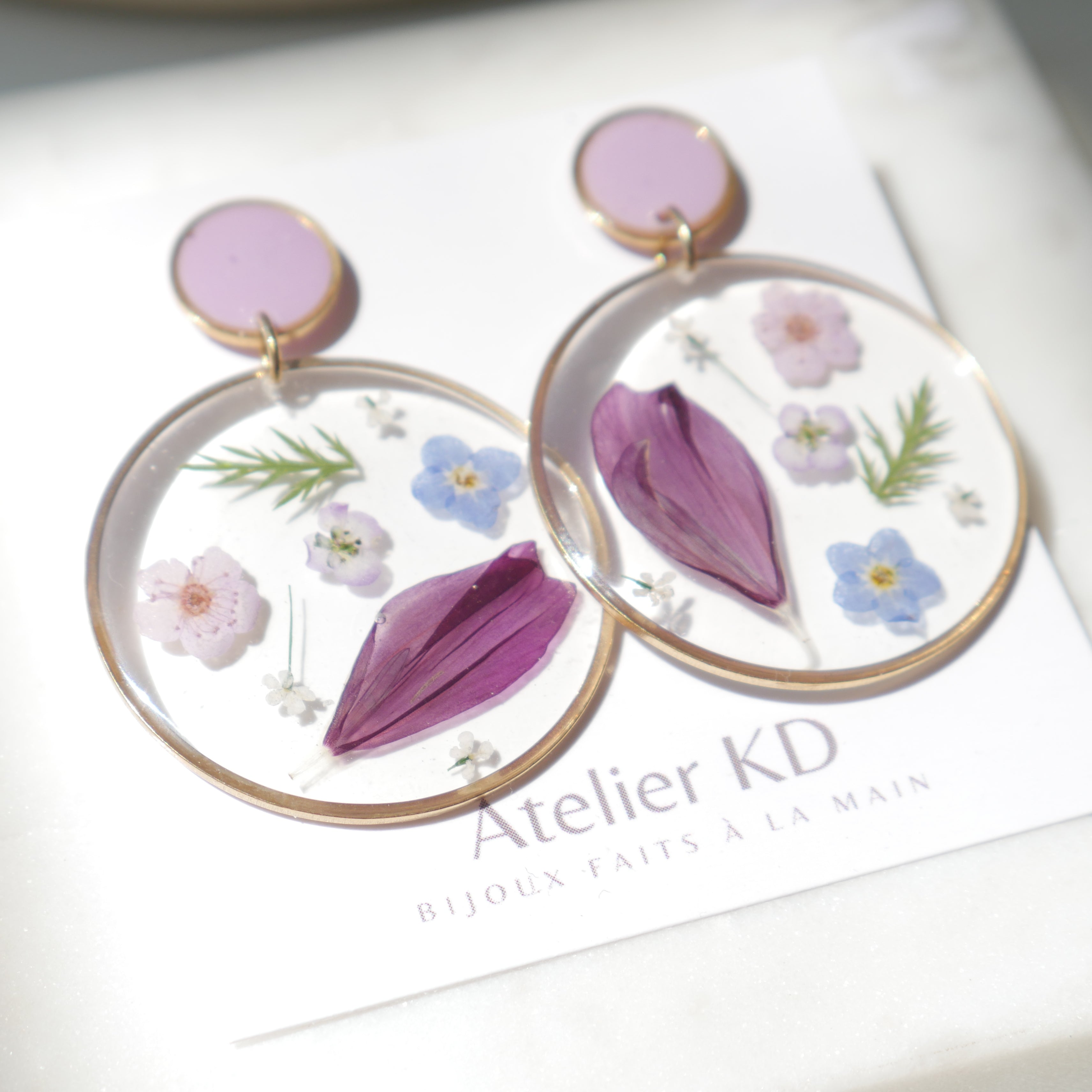 Boucles d'oreilles duo printemps Maia - rond (XL 40mm)