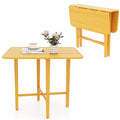 Foldable Dining Table for 2-4 People with Rubber Wood Legs for Small Space-Natural