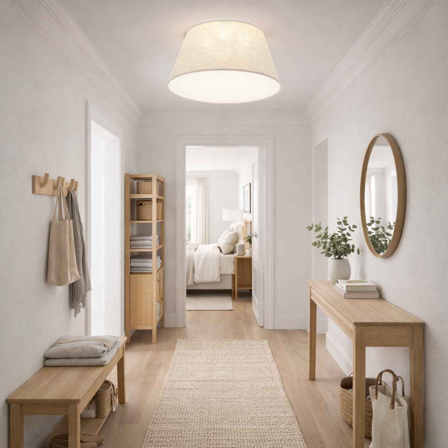 FORMO Linen Flush Mount Ceiling Light for Bedroom, Hallway & Living Room