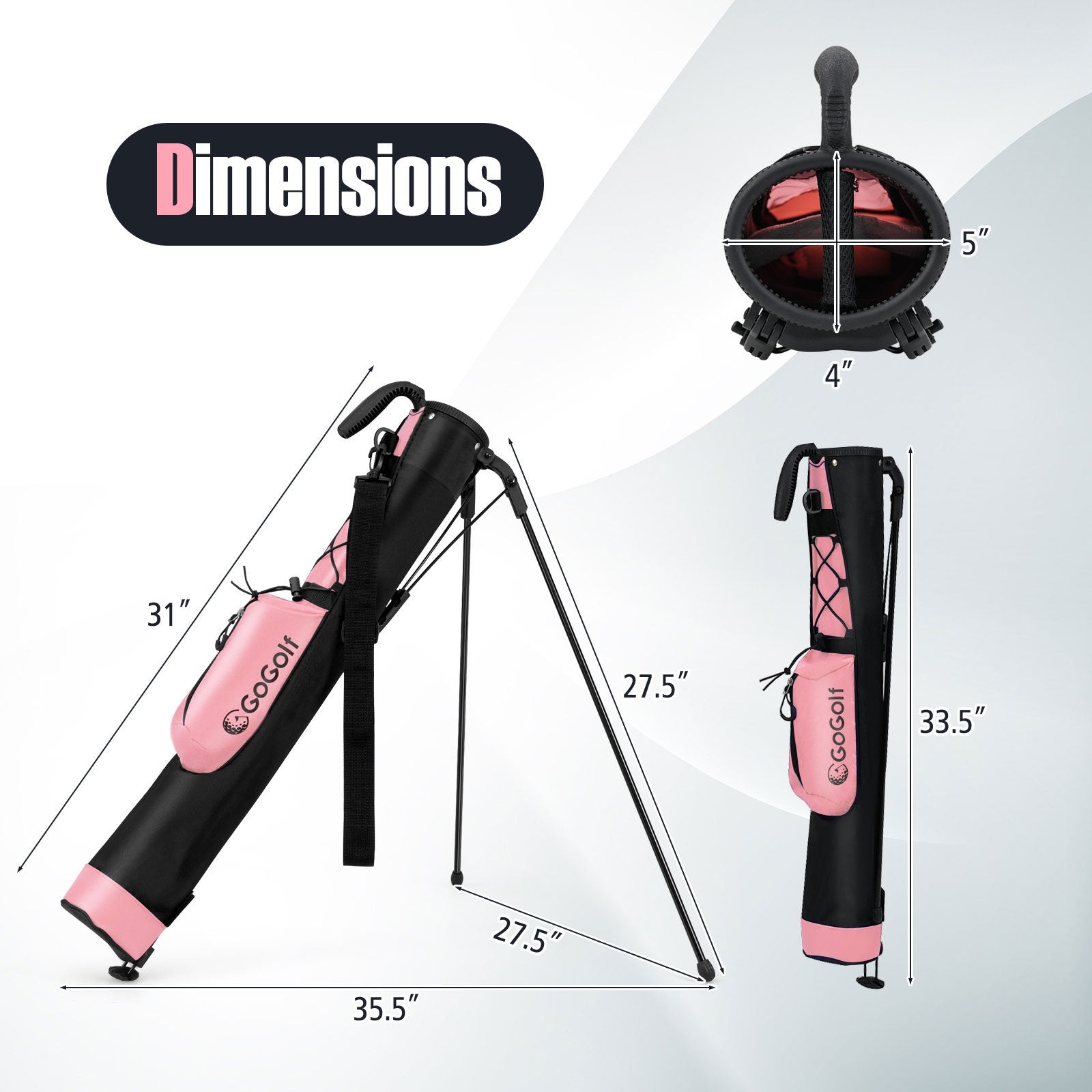 Golf Stand Bag Lightweight Golf Bag for The Driving Range-Gray