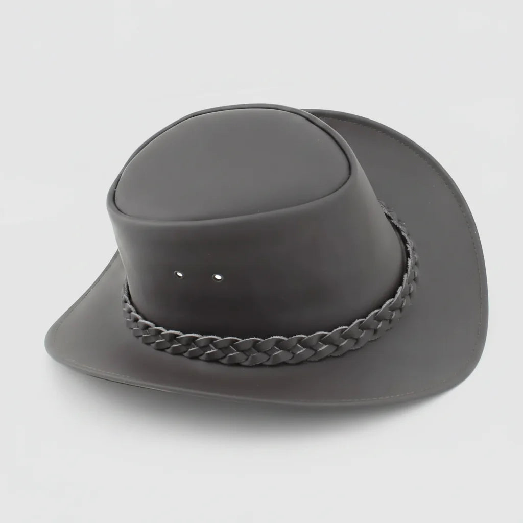 Premium Leather Wide Brim Western Hat. Lightweight Top Grain Rodeo Hat