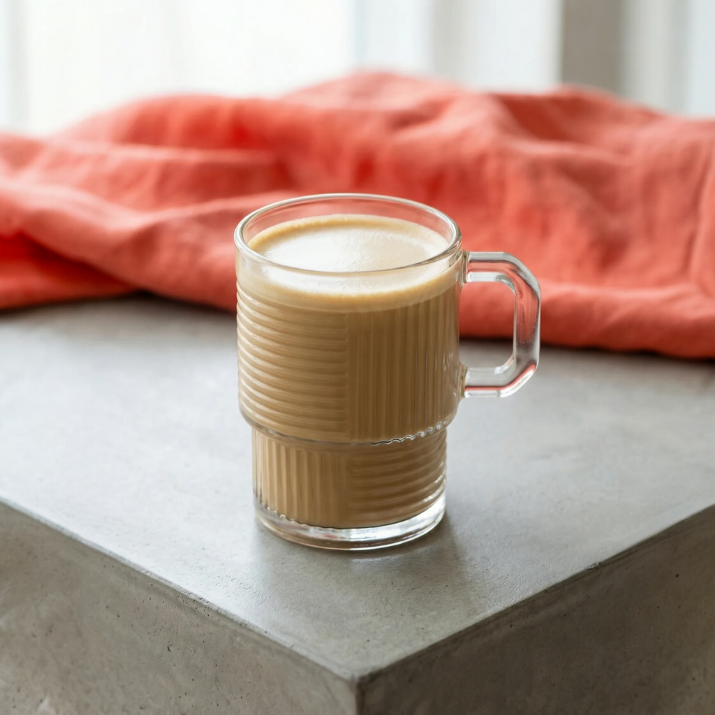 Stackable Ribbed Glass Mugs 9oz - LAV HELEN - Set of 6