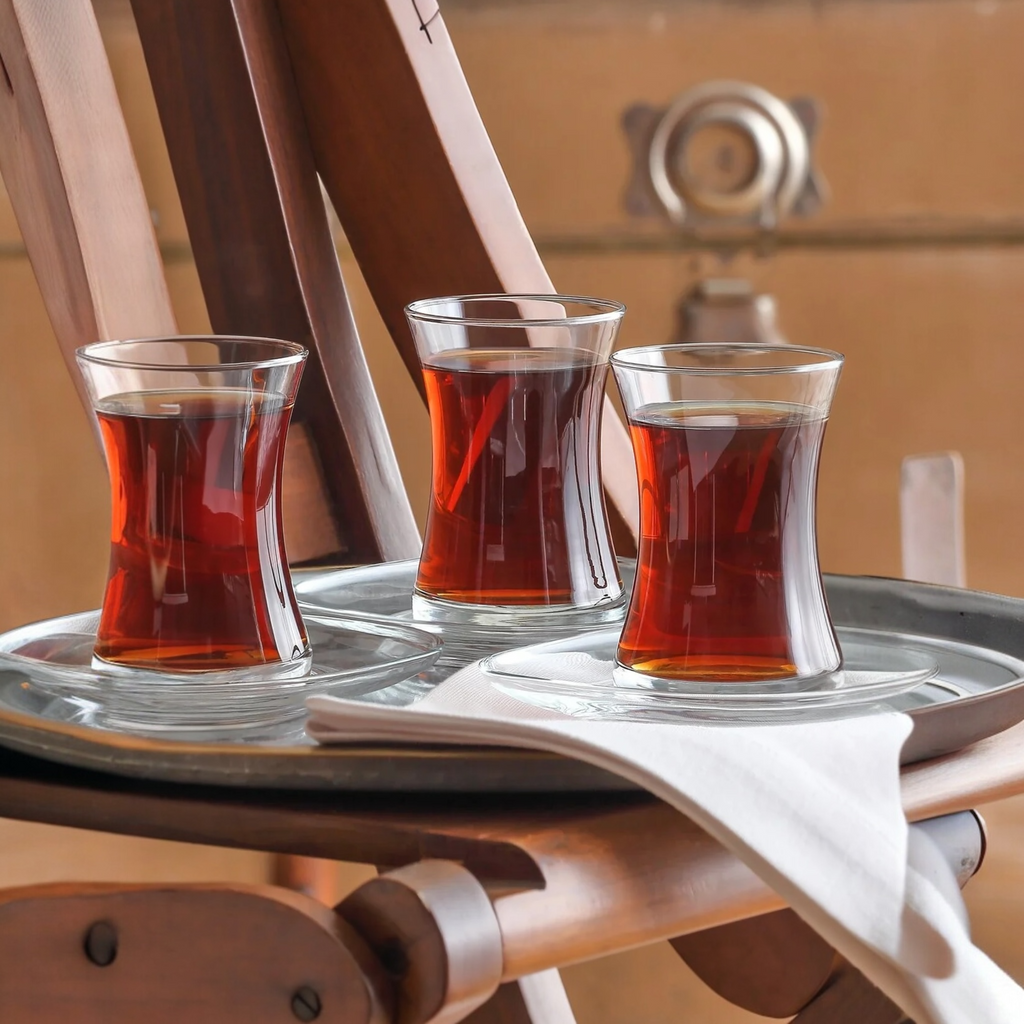 Turkish Teacup and Saucer Set 155ml - LAV ZEN - Set of 6+6