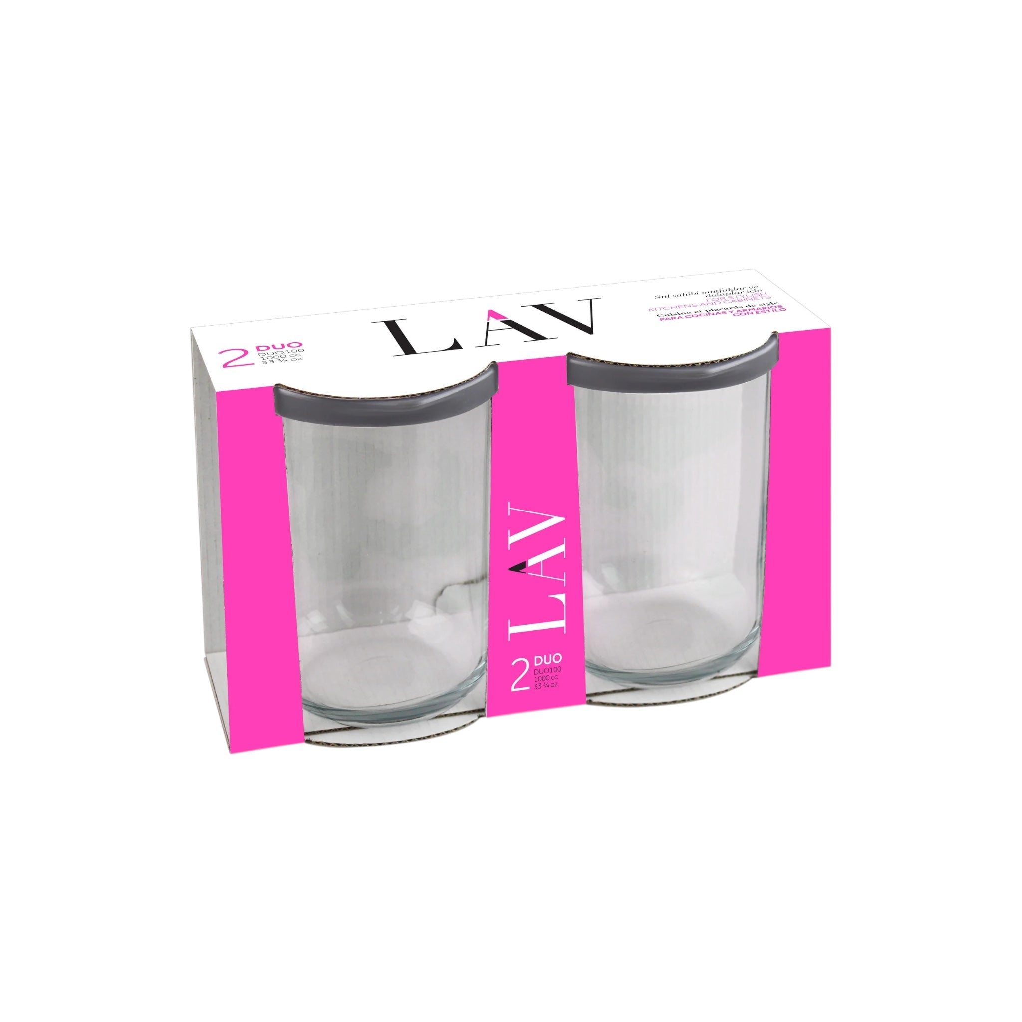 LAV Duo Glass Storage Jar with Silicone Lid — Set of 2 | 1 Litre