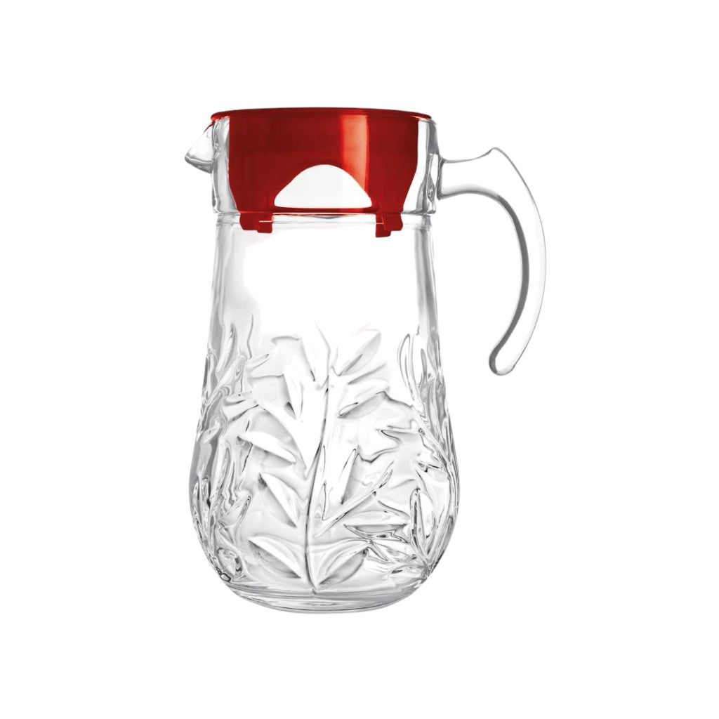 Noritazeh Narciss Crystal Glass Jug with Red Lid — 1.7 Litre