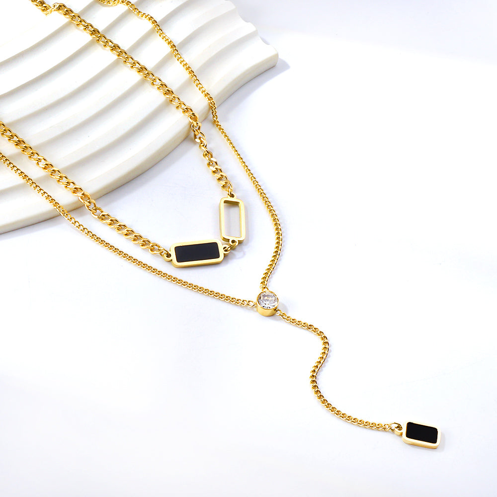 Monochrome Diamond Drop Chain