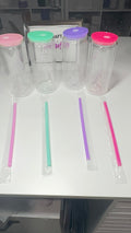 Snow Globe Glass Can with Color Lids - 16oz Double Wall Tumbler