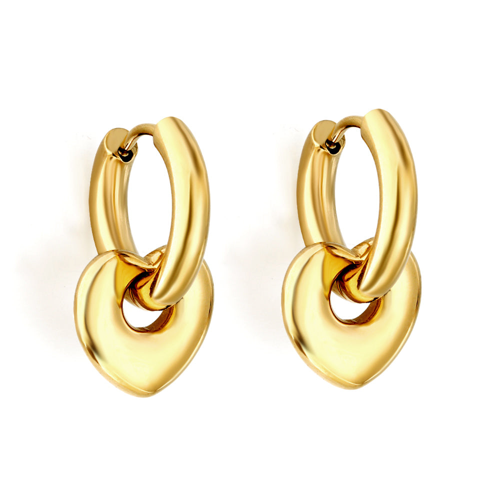 Heartfelt Circle Charm Earrings