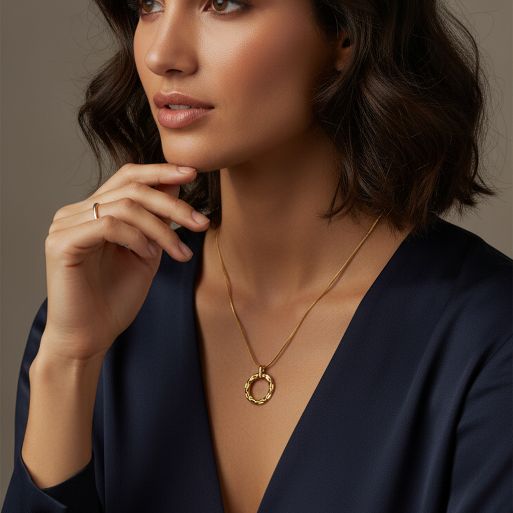 Textured Circle Cutout Pendant