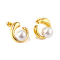 Pearl Crescent Gold Hoops