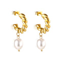 Gold Pearl Crescent Drops