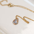 Collier Myosotis et fleurs de carottes oranges - petites gouttes