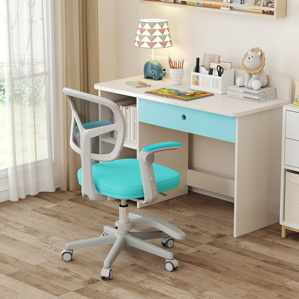 Kids Desk Chair Children Study Chair with Adjustable Height Armrest and Footrest-Blue