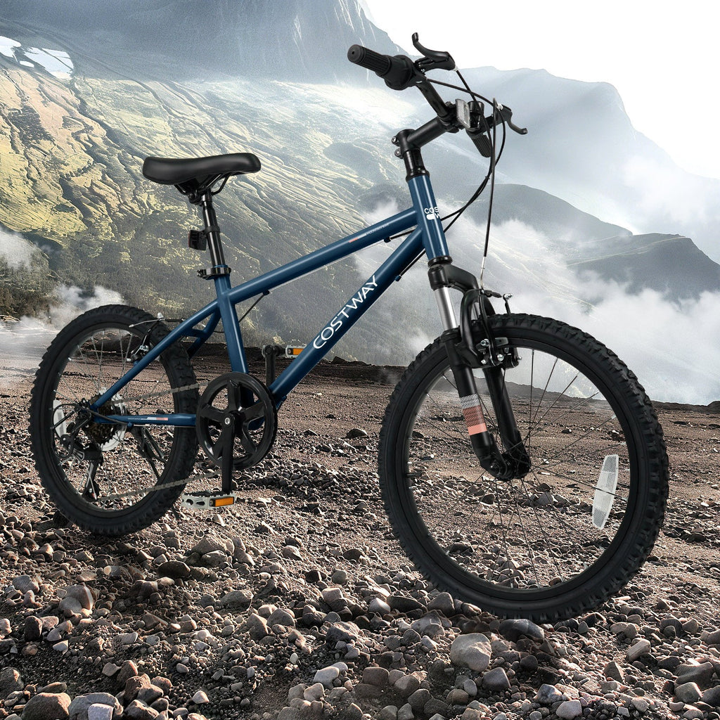 Kids Mountain Bike 20 24 Inch Child Bicycle for Boys Girls Aged 8+ Years Old Navy-20 Inch