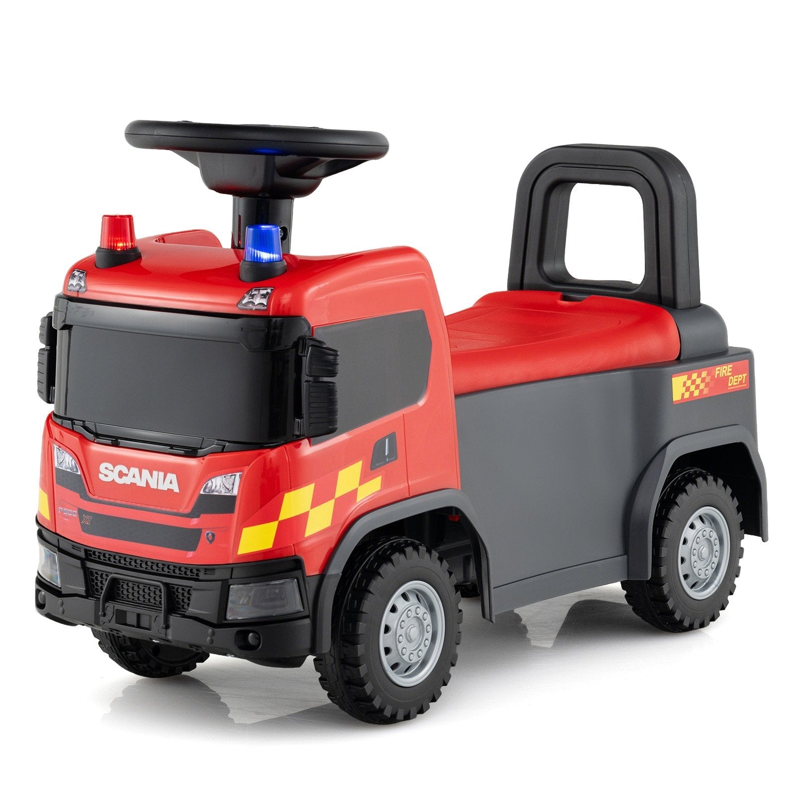 Kids Ride On Push Car Licensed SCANIA Truck Toy with Steering Wheel and Music-Red